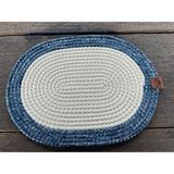 Home İnn Premium Serisi - 40X28 cm Tasarım Supla - El Örmesi Lüks Amerikan Servis - 28 x 40 cm - Mavi - Beyaz