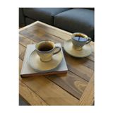 Home İnn Rustik Mat Seramik Kahve Fincan Takımı – 4 Parça, El İşçiliği Vintage Espresso - Kahve Seti