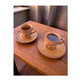 Home İnn Rustik Turuncu Mat Seramik Kahve Fincan Takımı – 4 Parça, El İşçiliği Vintage Espresso - Kahve Seti