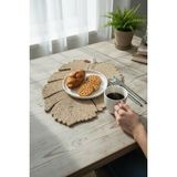 Home İnn Tekstil El Yapımı Jüt Ip Yaprak Model Amerikan Servis- Supla – Doğal, Leke Tutmaz ve Rustik Sofra Aksesuarı - 40 x 30 cm - Natural