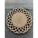Home İnn Tekstil Home İnn Hazeran Esintisi - 33 cm Lüks Jüt Halat Supla - Bohem Örgü Amerikan Servis - 33 x 33 - Natural