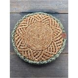 Home İnn Tekstil Home İnn Jüt Halat Supla 33 cm El Örmesi Hasır Amerikan Servis Boho Tasarım - 33 x 33 - Yeşil - Natürel