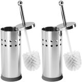 Home Intuition Krom Paslanmaz Çelik Modern Tuvalet Fırçası ve Tutucu Seti (2'li Paket) - Modern Klozet Fırçası Tutacağı - Temizleyici Tuvalet Fırçaları Banyo Aksesuarları - Caddy ile Banyo Kasesi Temizleyici Fırça