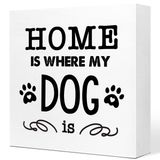 Home is Where My Dog is Wooden Sign Masa Dekoru, Komik Köpek Söyleyen Ahşap Blok İşaret Masa Süslemeleri Köpek Severler Ev Yatak Odası Oturma Odası Kız Odası Raf Masa Dekor Hediyeler