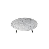 Home Katlanabilir Metal Ayaklı Ahşap Yer Sofrası Tepsi Sini Beyaz Mermer Desen 90 Cm