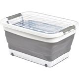 Home Katlanabilir Şeffaf Kapaklı Saklama Kabı - Tekerlekli Büyük Hacimli Oyuncak Kutusu, Çamaşır Sepeti ve Organizer - Plastik Kapaklı Düzenleyici Kutu, Ev ve Ofis Için Çok Amaçlı (45 Litre)