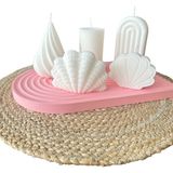 Home Kemer Tepside Dekoratif Kokulu Mum Seti - Pembe - Beyaz - 1 Adet