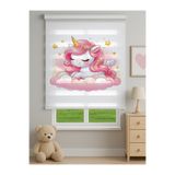 Home Kız Çocuk Odası - Sevimli Unicorn Desenli Dijital Baskılı Zebra Stor Perde