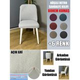 Home Köşeli Retro Sandalye Kılıfı Lüx Bohem Kumaş Çok Kalın %100 Pamuk - 45 x 45 cm - Açık Gri