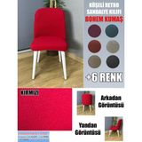 Home Köşeli Retro Sandalye Kılıfı Lüx Bohem Kumaş Çok Kalın %100 Pamuk - 45 x 45 cm - Kırmızı