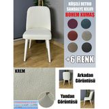 Home Köşeli Retro Sandalye Kılıfı Lüx Bohem Kumaş Çok Kalın %100 Pamuk - 45 x 45 cm - Krem