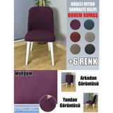 Home Köşeli Retro Sandalye Kılıfı Lüx Bohem Kumaş Çok Kalın %100 Pamuk - 45 x 45 cm - Mürdüm