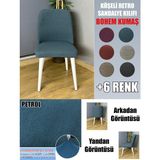 Home Köşeli Retro Sandalye Kılıfı Lüx Bohem Kumaş Çok Kalın %100 Pamuk - 45 x 45 cm - Petrol
