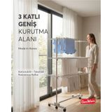 Home Lite Premium 3 Katlı Çamaşırlık Made in Korea Tekerlekli Çamaşır Kurutmalık Eco Gri