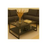 Home Lizbon Siyah Metal Siyah Ahşap Füme Cam Orta Sehpa