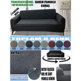 Home Lux Bohem Pamuklu Kumaş Çift Kişilik Koltuk Kılıfı Komple Giydirme Kalın ve Dayanıklıdır - 120 x 175 cm - Antrasit