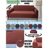 Home Lux Bohem Pamuklu Kumaş Çift Kişilik Koltuk Kılıfı Komple Giydirme Kalın ve Dayanıklıdır - 120 x 175 cm - Kiremit