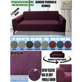 Home Lux Bohem Pamuklu Kumaş Çift Kişilik Koltuk Kılıfı Komple Giydirme Kalın ve Dayanıklıdır - 120 x 175 cm - Mürdüm
