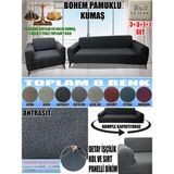 Home Lux Bohem Pamuklu Kumaş Koltuk Kılıfı Seti - 3+3+1+1 Set 7 kg Gelmektedir. Kalın ve Dayanıklıdır. - 180 x 240 cm - Antrasit