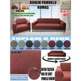 Home Lux Bohem Pamuklu Kumaş Koltuk Kılıfı Seti - 3+3+1+1 Set 7 kg Gelmektedir. Kalın ve Dayanıklıdır. - 180 x 240 cm - Kiremit