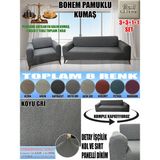 Home Lux Bohem Pamuklu Kumaş Koltuk Kılıfı Seti - 3+3+1+1 Set 7 kg Gelmektedir. Kalın ve Dayanıklıdır. - 180 x 240 cm - Koyu Gri