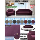Home Lux Bohem Pamuklu Kumaş Koltuk Kılıfı Seti - 3+3+1+1 Set 7 kg Gelmektedir. Kalın ve Dayanıklıdır. - 180 x 240 cm - Mürdüm