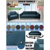 Home Lux Bohem Pamuklu Kumaş Koltuk Kılıfı Seti - 3+3+1+1 Set 7 kg Gelmektedir. Kalın ve Dayanıklıdır. - 180 x 240 cm - Petrol