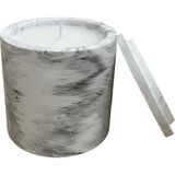Home Mermer Desenli Kapaklı Dekoratif Beton Mum - Gri-Beyaz - 1 Adet