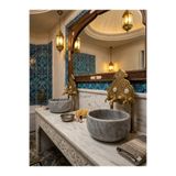 Home Mermer Kurna-SKY BLUE-hamam Kurnası-banyo Kurnası-Premium Türk Hamamı Kurnası 40 cm | Hamam Taşı Uyumlu | Lüks Hamam Kurnası