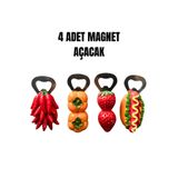 Home Mıknatıslı Şişe Kapağı Açacağı 4ADET çilek,kabak,biber,sosisli Magnet
