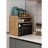 Home Mikro Dalga Tezgah Üstü Baharatlık Rafı Mobilya Aksap Kahverengi Beyaz Organizer 50x35 cm