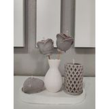 Home Mocha Zarafeti - (Sunumluklu Vazoda Tasarım Gül Mum & Silindir Mum & Kalp Mum Set) - Açık Kahve