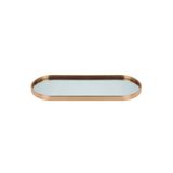 Home Mumluk Tepsi Rose gold Rengi Şeritli Oval Ayna 30x12,5x1,5cm