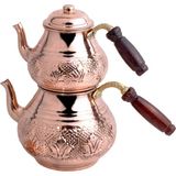 Home Mutfak Bakır Lale Motifli Büyük Boy Çaydanlık