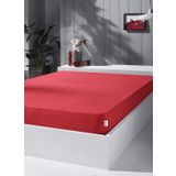 Home Örme Penye Lastikli Çarşaf, Tek Kişilik, Kırmızı, Pamuk-Elastan 230 G/m2