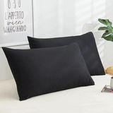 Home Pamuklu 2'li Kapaklı Yastık Kılıfı 50X70 cm - Yumuşak ve Nefes Alabilir - Düz Renk (Siyah)