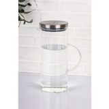 Home Paslanmaz (Çelik) Metal Vakumlu Sızdırmaz Kapaklı 1500 ML Borosilikat Cam Ofis Plaza Sürahisi