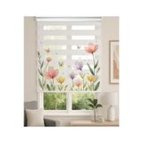 Home Pastel Çiçek ve Kelebek Desenli Zebra Stor Perde – Mutfak - Mutfak ve Oturma Odası
