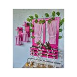 Home Pembe balkon dekoru,ahşap saksılı pencere ve fener set,duvar dekoru,bahçe balkon süsleri