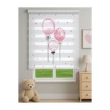 Home Pembe Balon ve Puanlı Fiyonk Desenli Dijital Zebra Stor Perde – Kız Bebek & Çocuk Odası İçin