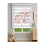 Home Pembe Gökkuşağı ve Tavşan Desenli Dijital Zebra Stor Perde – Kız Çocuk Odası İçin