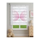 Home Pembe Kelebek Kanadı Desenli Baskılı Zebra Stor Perde – Kız Çocuk Odası İçin