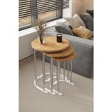 Home Plus Mobilya 3' Lü Zigon Sehpa Gümüş Ayak Atlantik Çam 18 Mm Mdf