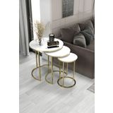 home plus mobilya 3'lü & Bohem Sehpa & Zigon Sehpa & Orta Sehpa & Modern Sehpa Takımı & Gold Ayak Beyaz Ayna