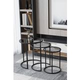 home plus mobilya 3'lü & Bohem Sehpa & Zigon Sehpa & Orta Sehpa & Modern Sehpa Takımı & Siyah Ayak Şeffaf Füme Cam