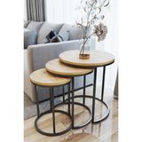 home plus mobilya 3'lü Zigon Sehpa Siyah Ayak Atlantik Çam 18mm Sunta