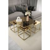 Home Plus Mobilya 4+1 Gold Kaplama Bronz Ayna Orta Sehpa - gold bronz