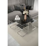 Home Plus Mobilya 4+1 Gümüş Kaplama Füme Ayna Orta Sehpa