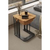 Home Plus Mobilya 4'lü Tekerlekli Zigon Sehpa Atlantik Çam 18 mm MDF Siyah Ayak Modern Tasarım İç Mekan Kullanımı - Siyah Atlantik Çam