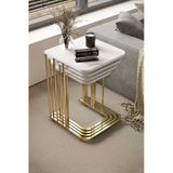 Home Plus Mobilya 4'Lü Tekerlekli Zigon Sehpa Gold Ayak Beyaz 18 Mm Mdf